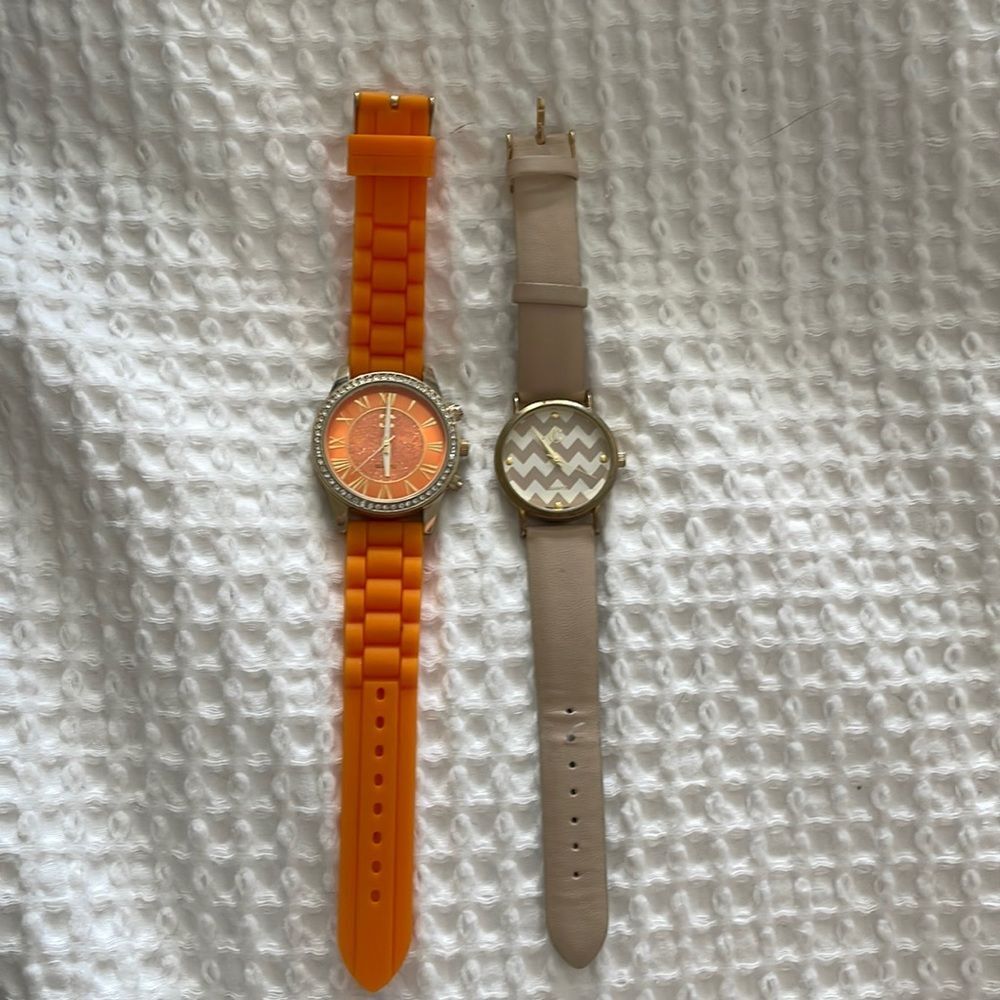 Charming Charlie’s Set of 2 Watches bundle lot orange tan neutral